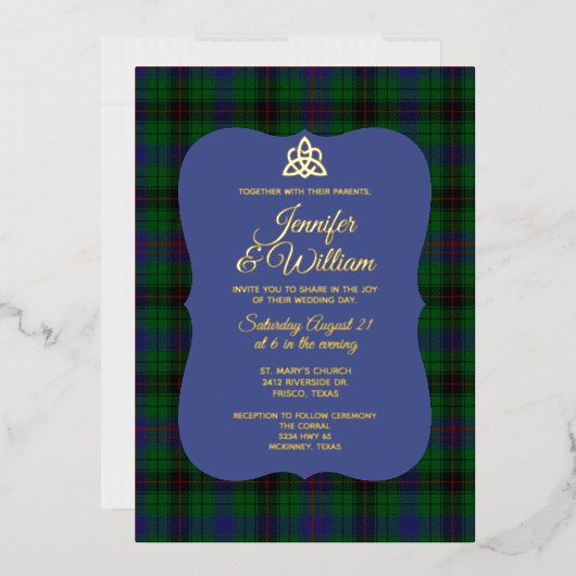 Davidson Clan Tartan Plaid Wedding Folie Uitnodiging (Envelop)