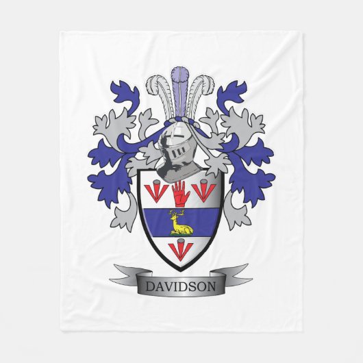 Davidson Family Crest Coat of Arms Fleece Deken (Voorkant)