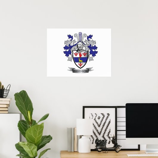 Davidson Family Crest Coat of Arms Poster (Thuiskantoor)