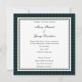 Davidson Scottish Wedding Square Invitation Kaart