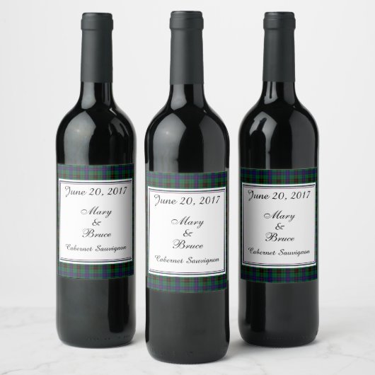 Davidson Scottish Wedding Wine Label Wijn Etiket (Flessen)