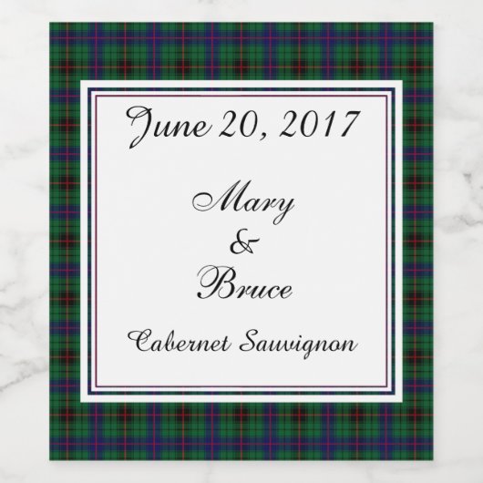 Davidson Scottish Wedding Wine Label Wijn Etiket (Enkel label)