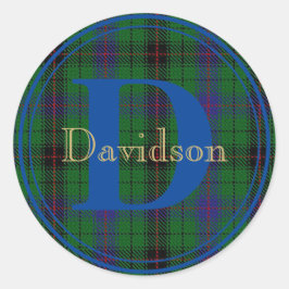 Davidson Tartan Blue Monogram Name Seal Sticker