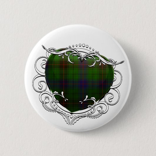 Davidson Tartan Heart Ronde Button 5,7 Cm (Voorkant)