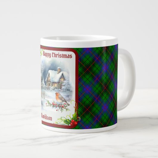 Davidson Tartan & Robin Christmas Grote Koffiekop (Voorkant rechts)