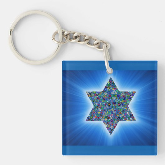 Davidsster met edelstenen sleutelhanger (voorkant)