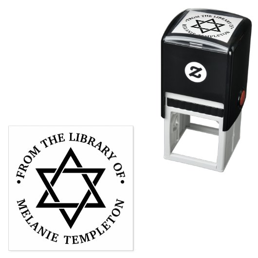 Davidster #3 “Uit de bibliotheek van” Monogram Zelfinktende Stempel (In situ)