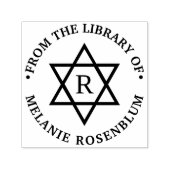 Davidster #4 Ronde bibliotheekboek naam initiaal Zelfinktende Stempel (Design)