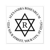 Davidster #4 Ronde Naam Initiaal Retouradres Zelfinktende Stempel (Design)