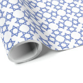 Davidster Blauw op Witte Hanukka Cadeau Cadeaupapier (Rol Hoek)