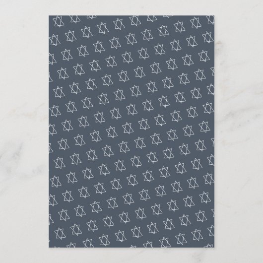 Davidster B'nai Bat Bar Mitswa Joodse bruiloft Menu (Achterkant)