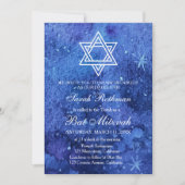 Davidster Eenvoudige Blauwe Bat Mitzvah Kaart (Voorkant)