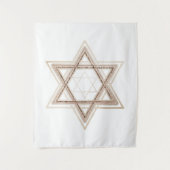 Davidster | Elegant Goud en Witte Modern Wandkleed (Voorkant)