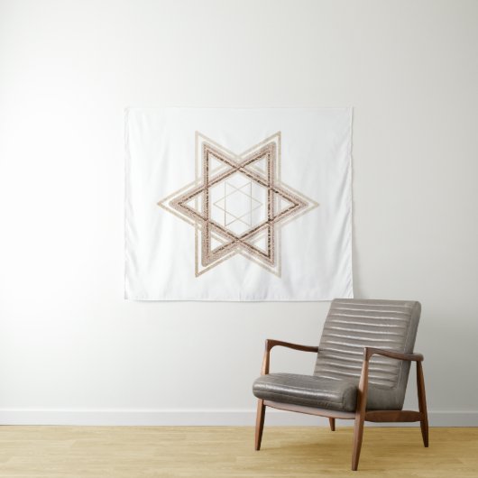 Davidster | Elegante goud en witte moderne Wandkleed (In Situ (horizontaal))