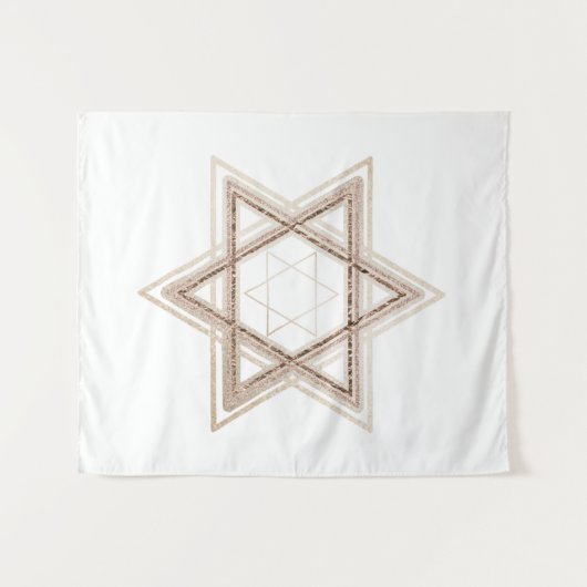 Davidster | Elegante goud en witte moderne Wandkleed (Voorkant (horizontaal))