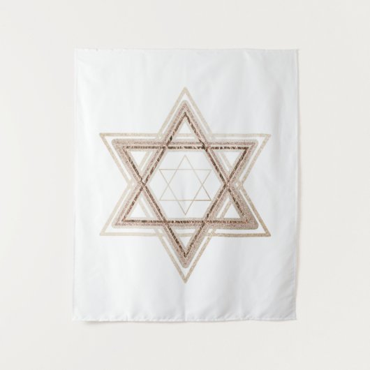 Davidster | Elegante goud en witte moderne Wandkleed (Voorkant)