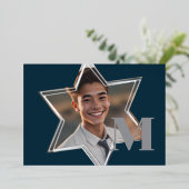 Davidster Foto Frame Bedankt Monogram Folie Uitnodiging (Staand Voorkant)