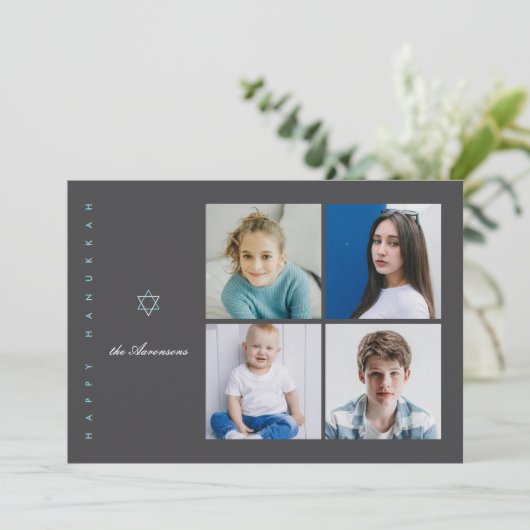 Davidster Foto Hanukkah Kaart (Staand voorkant)