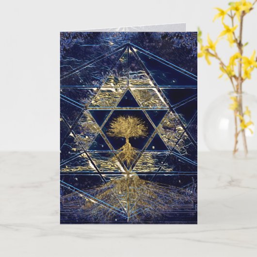 Davidster Grafische Kaart (Gele Bloem)