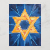 Davidster Hanukka Blauwe Waterverf Feestdagenkaart (Voorkant)