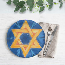 Davidster Hanukka Blauwe Waterverf