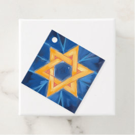 Davidster Hanukkah Blauwe Waterverf Bedankjes Labels