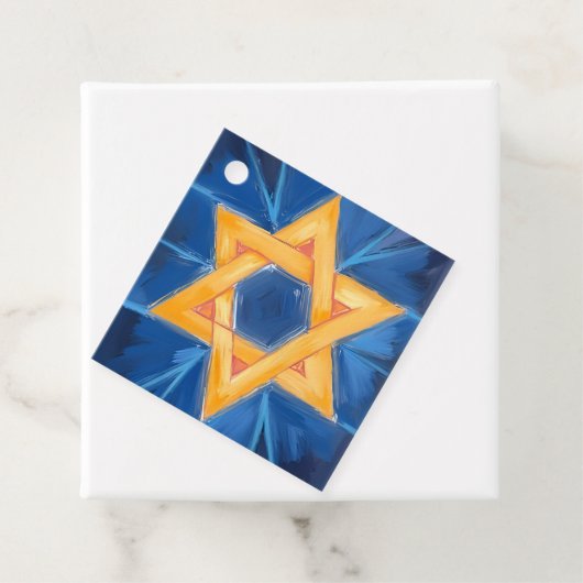 Davidster Hanukkah Blauwe Waterverf Bedankjes Labels (In situ)