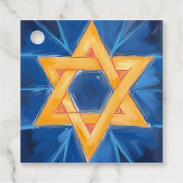Davidster Hanukkah Blauwe Waterverf Bedankjes Labels