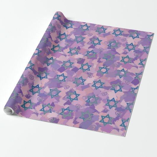 Davidster Hanukkah Cadeaupapier (Uitgerold)