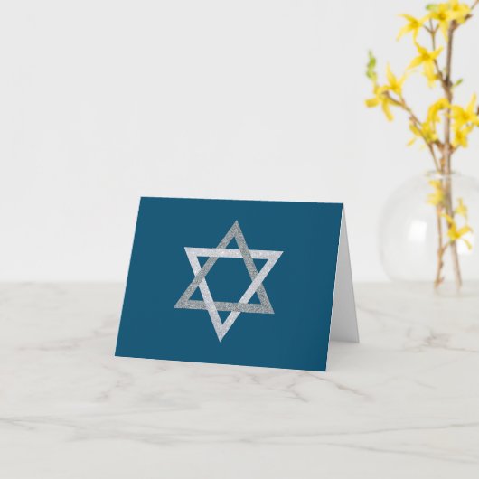 Davidster Hanukkah Glitter Kaart (Gele Bloem)