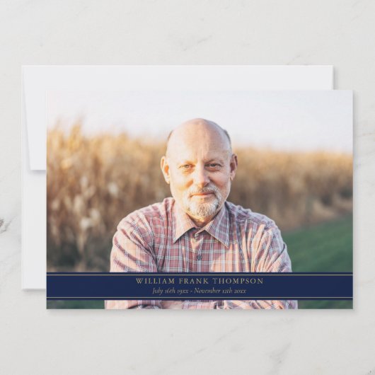 Davidster joods rouwfoto met gouden ster bedankkaart (Achterkant)