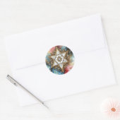 Davidster Marmer Wit Goud Abstract Paars  Ronde Sticker (Envelop)