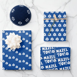 Davidster Mazel Tov Bar Bat Mitzwa Hanukka  Inpakpapier Vel