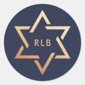 Davidster Monogram Ronde Sticker (Voorkant)