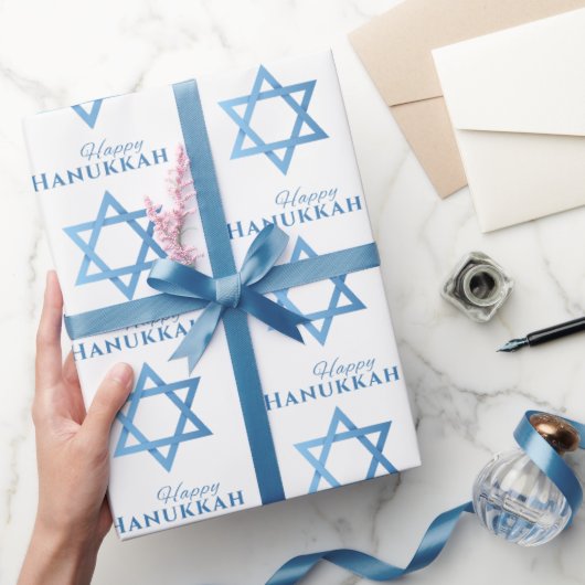 Davidster Prettig Hanukkah Naadloos Patroon Cadeaupapier (Geschenken)