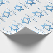 Davidster Prettig Hanukkah Naadloos Patroon Cadeaupapier (Hoek)