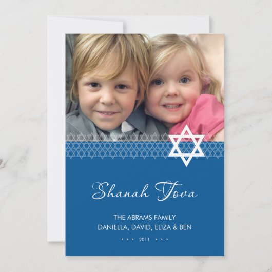 Davidster Rosh Hashanah-foto plat kaart (Voorkant)