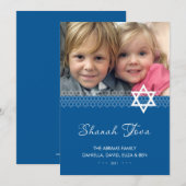 Davidster Rosh Hashanah-foto plat kaart (Voorkant / Achterkant)