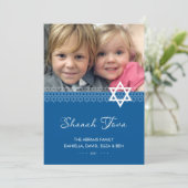 Davidster Rosh Hashanah-foto plat kaart (Staand voorkant)