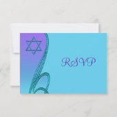 Davidster RSVP-kaarten Paars Teal RSVP Kaartje (Achterkant)