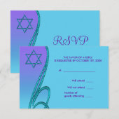 Davidster RSVP-kaarten Paars Teal RSVP Kaartje (Voorkant / Achterkant)