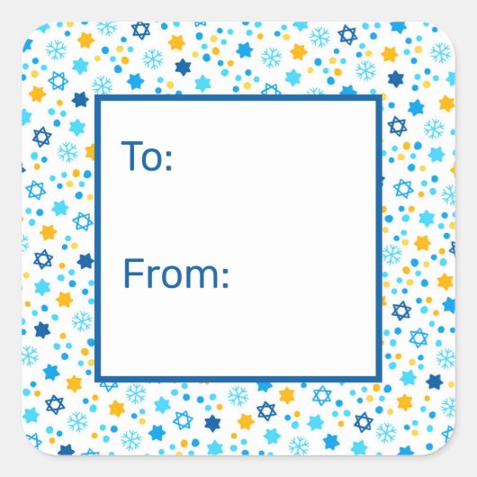 Davidster Sneeuwvlokken Cadeaubijsluiter Vierkante Sticker (Voorkant)