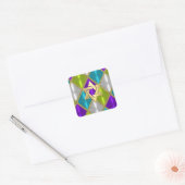 Davidster Turquoise Paars Lime Diamanten Vierkante Sticker (Envelop)