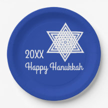 Davidster Wit op Blauwe Achtergrond Hanukka Pa