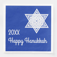 Davidster Wit op Blauwe Achtergrond Hanukkah Pa
