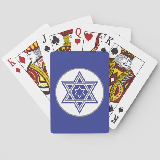 Davidster Wit op Blauwe Achtergrond Pokerkaarten (Achterkant)