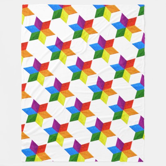 Davidsterpatroon in meerdere kleuren fleece deken (Voorkant)