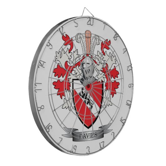 Davies Family Crest Coat of Arms Dartbord (Voorkant Links)