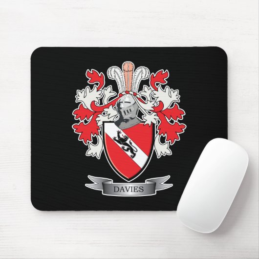 Davies Family Crest Coat of Arms Muismat (Met muis)