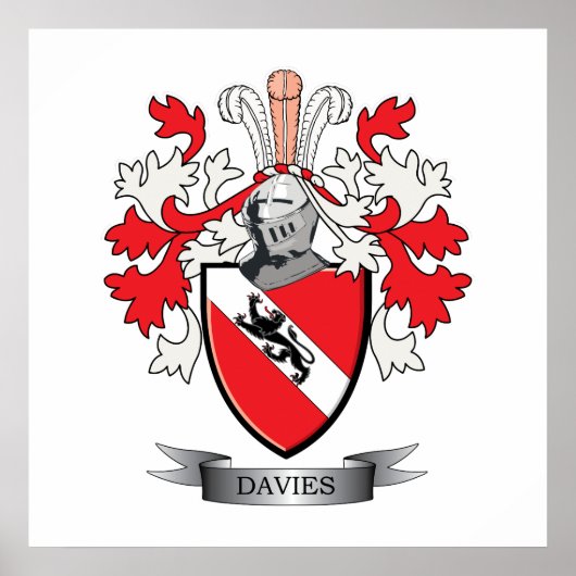 Davies Family Crest Coat of Arms Poster (Voorkant)